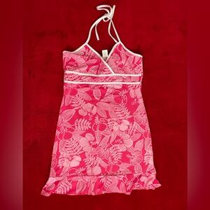 SOLD ✅ Finesse U.S.A Women's Juniors Sleeveless Pink Tropical Pullover Dress L